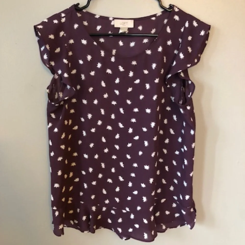 Purple Short Sleeve Loft Blouse - Picture 1 of 4